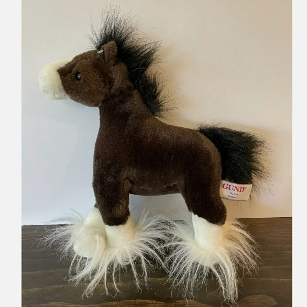 Gund “Dale” Clydesdale Firm Plush Horse Stuffed Animal Realistic Toy Brown White
